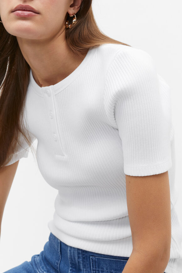 Henley Half Sleeve Top  Whisper White  hi-res