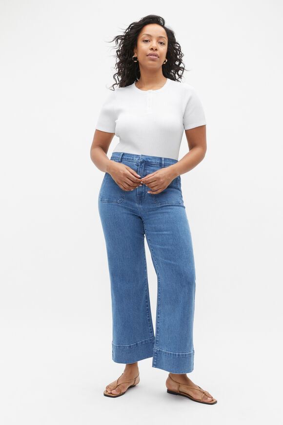 Henley Half Sleeve Top  Whisper White  hi-res