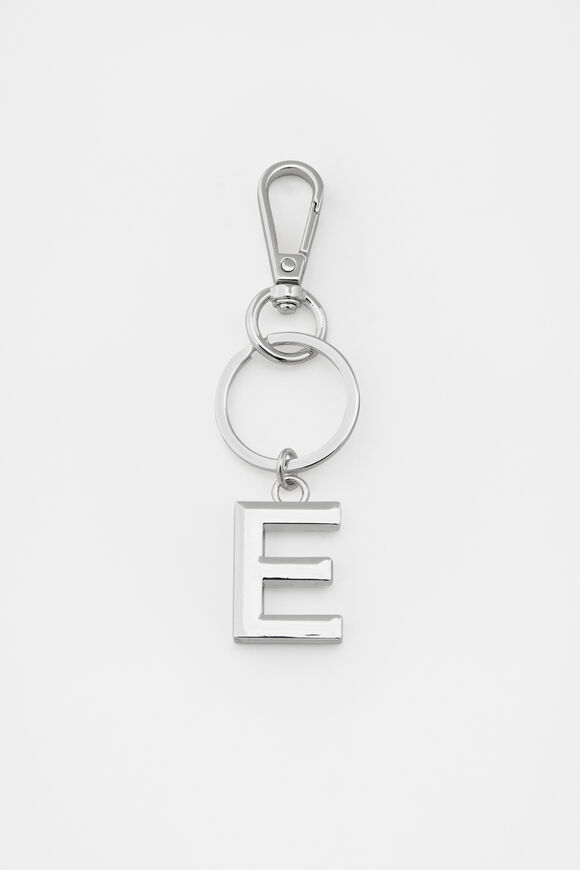 Silver Initials Keyring  E  hi-res