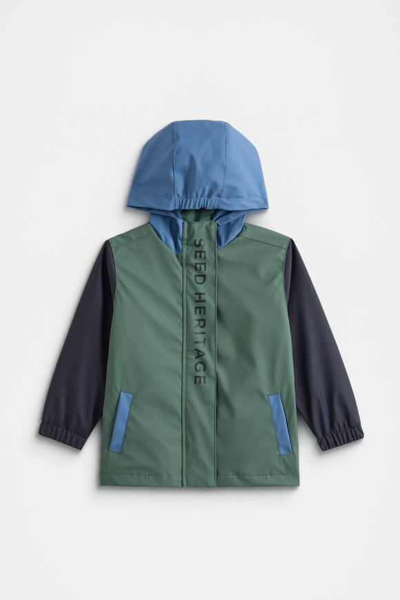 Mini Colourblock Rain Coat  Khaki  hi-res