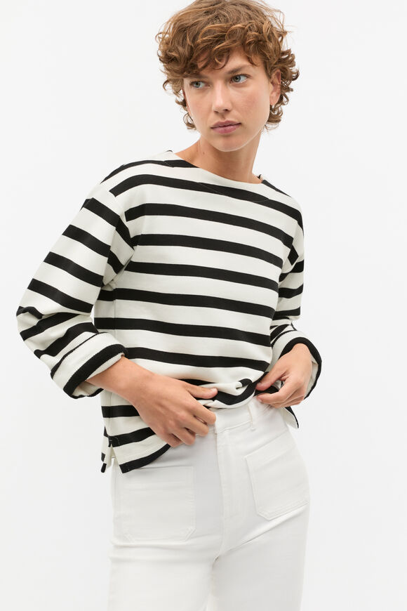 Terry Stripe Top  Black Stripe  hi-res