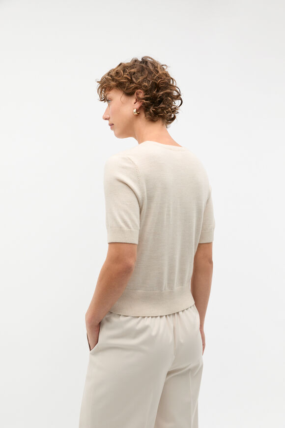 Merino Wool Crew Neck Tee  Oat Marle  hi-res