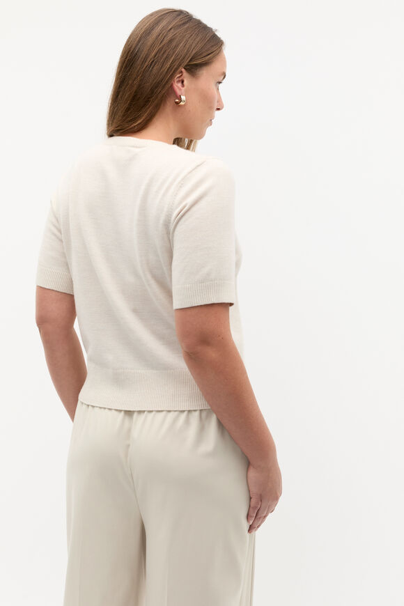 Merino Wool Crew Neck Tee  Oat Marle  hi-res