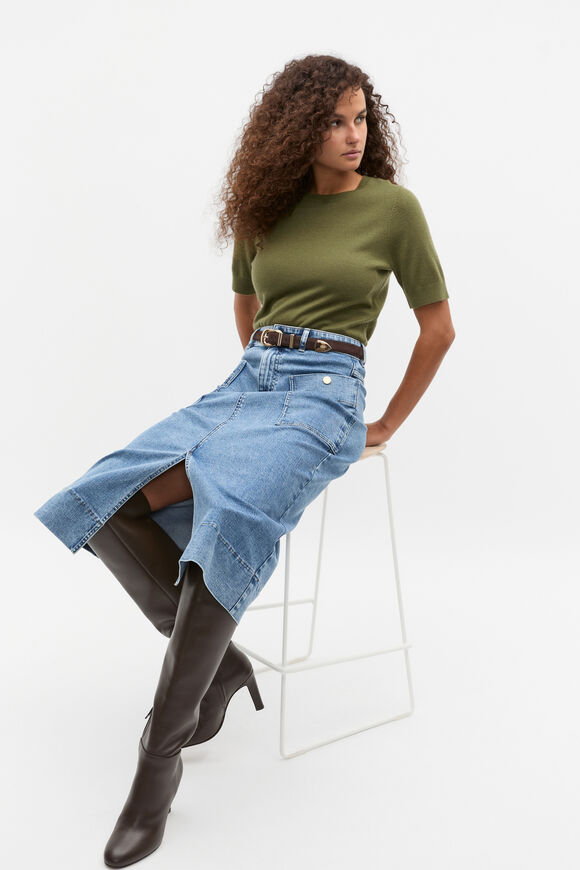Merino Wool Crew Neck Tee  Rainforest  hi-res