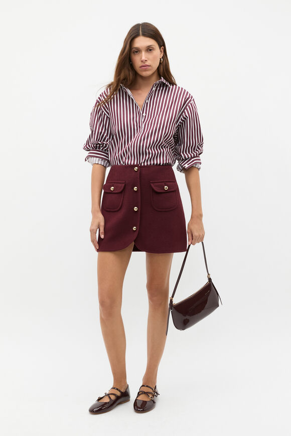 Cotton Stripe Shirt  Plum Red Stripe  hi-res