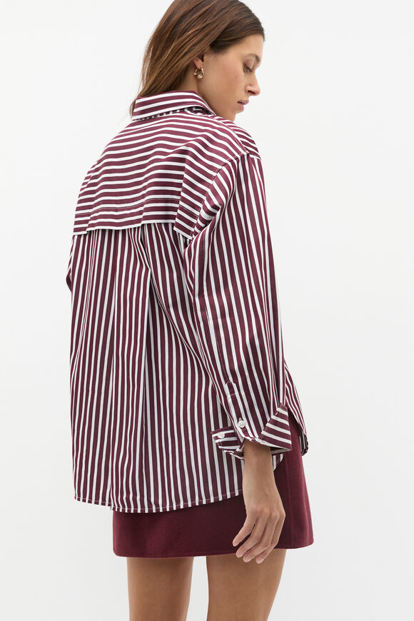 Cotton Stripe Shirt  Plum Red Stripe  hi-res