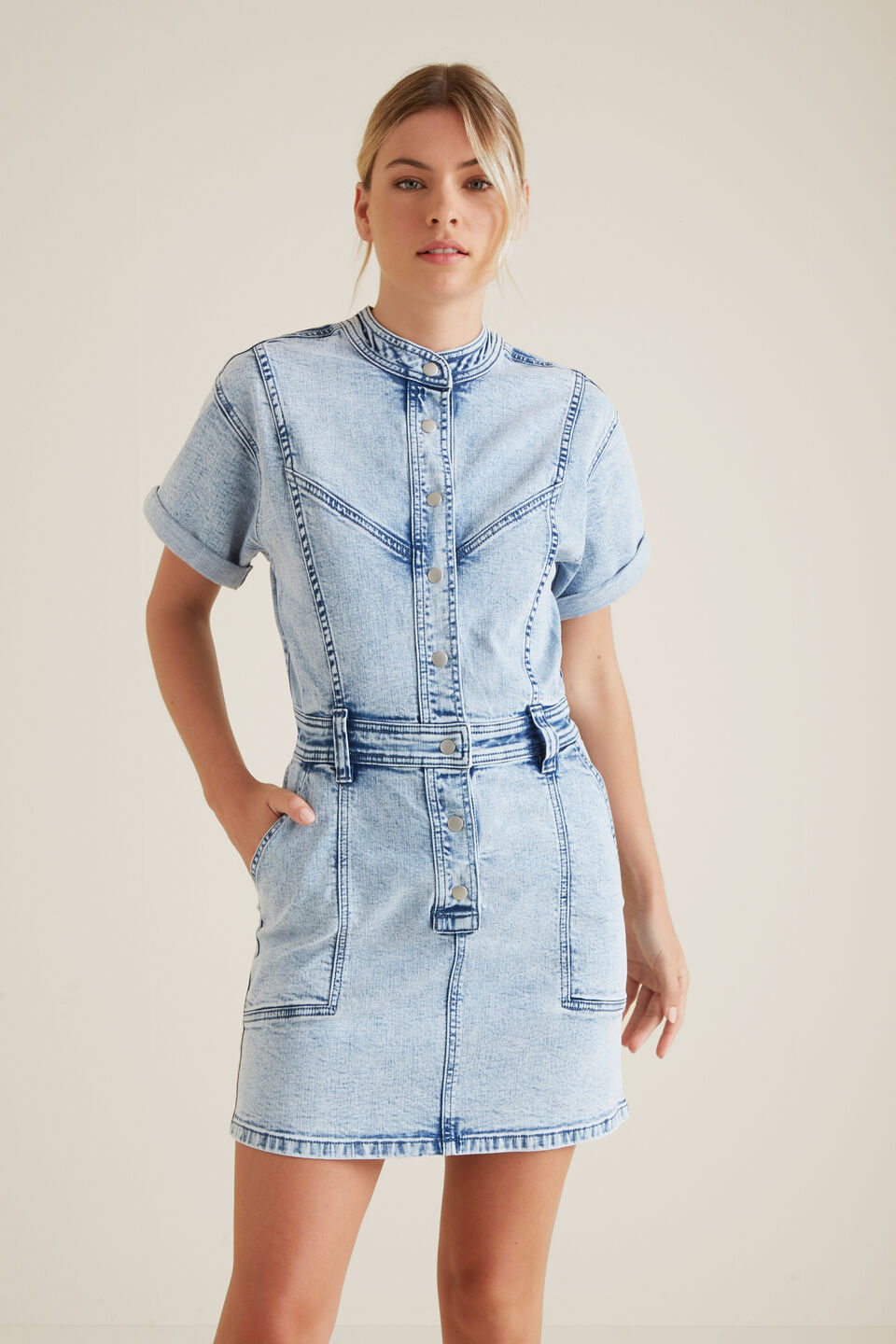 Acid Wash Denim Dress  