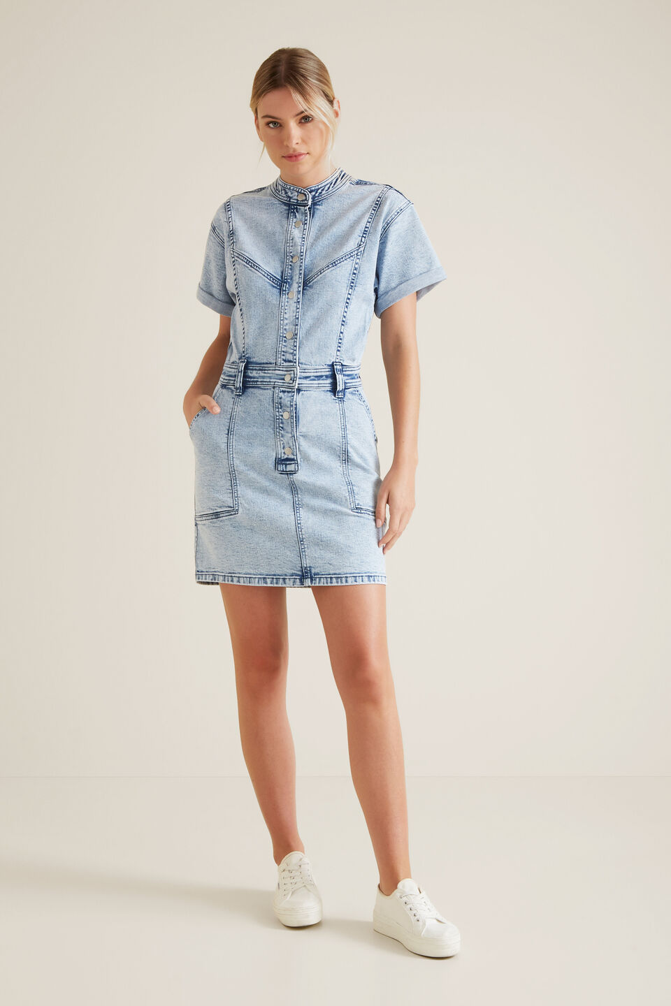 Acid Wash Denim Dress  