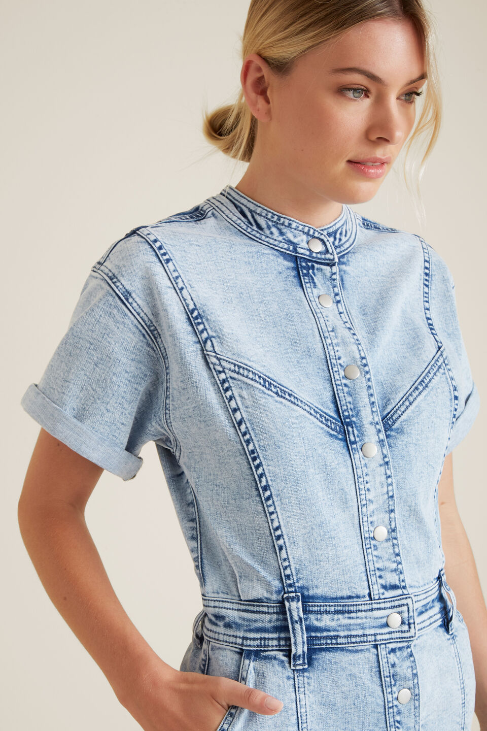 Acid Wash Denim Dress  