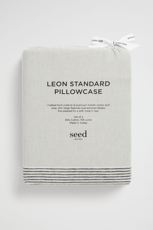 Leon Standard Pillowcase  Silver Grey  hi-res