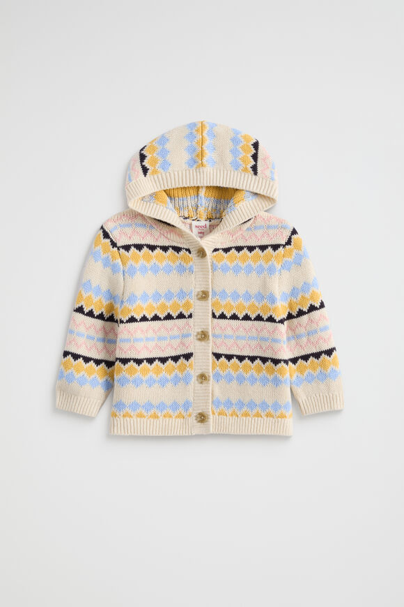Fairisle Knit Cardigan  Creme  hi-res