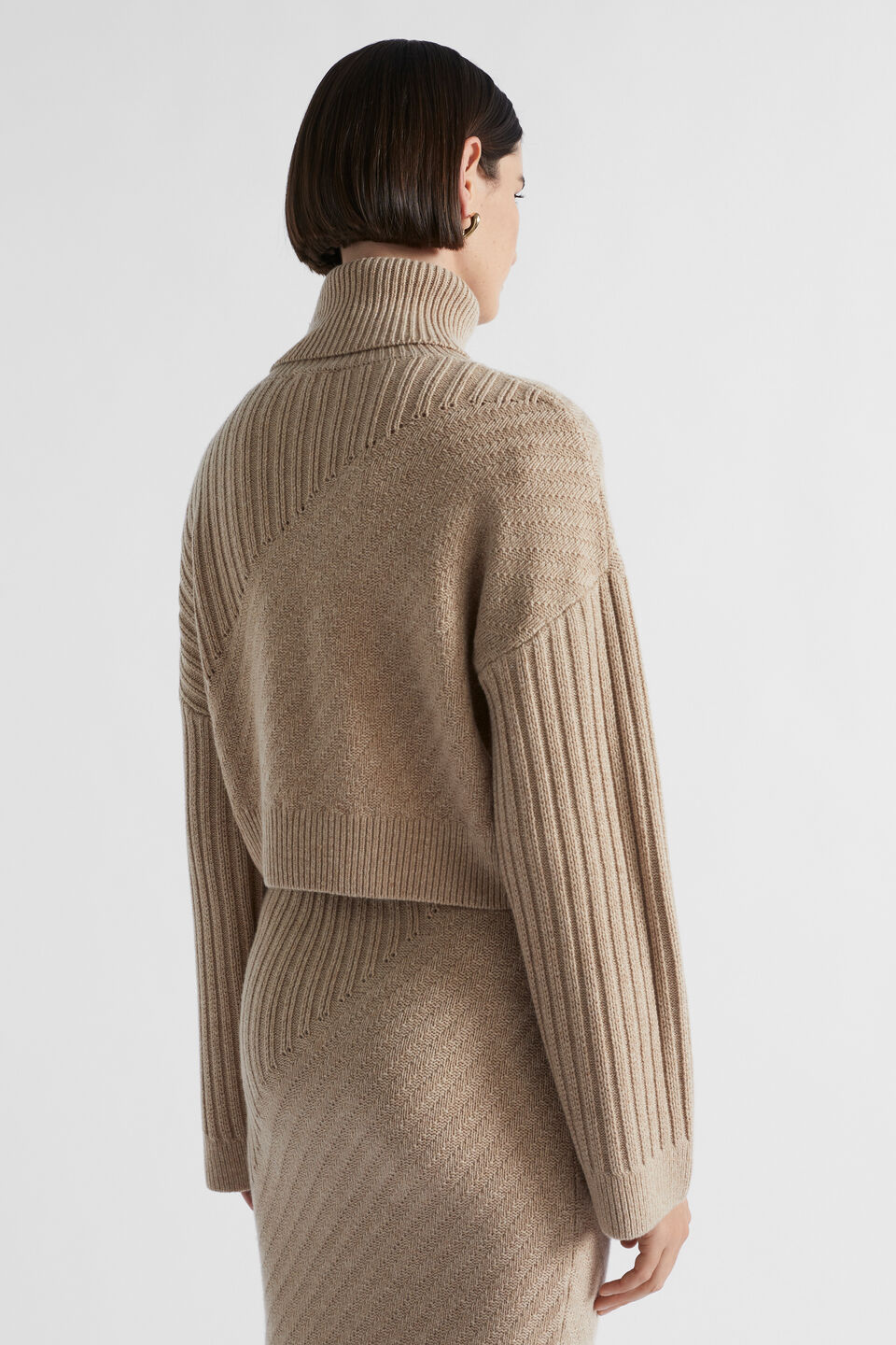 Diagonal Rib Knit  Champagne Beige Marle