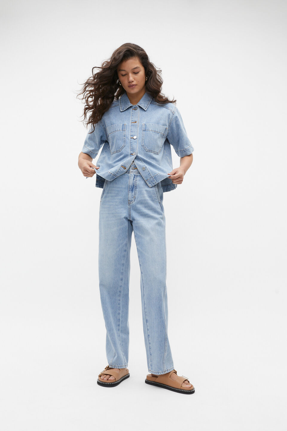Denim Short Sleeve Shirt  Vintage Wash