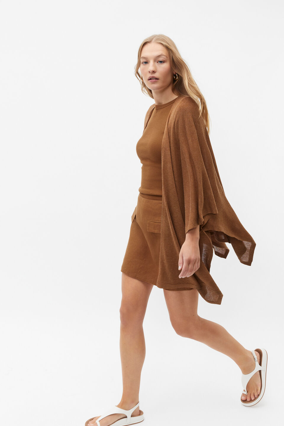 Fine Knit Poncho  Cinnamon Spice