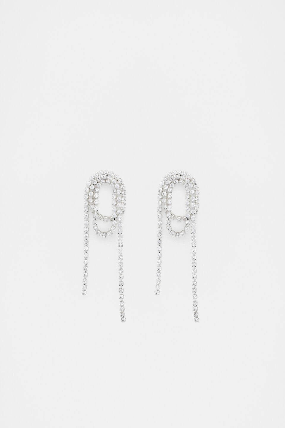 Crystal Looped Earring  Silver