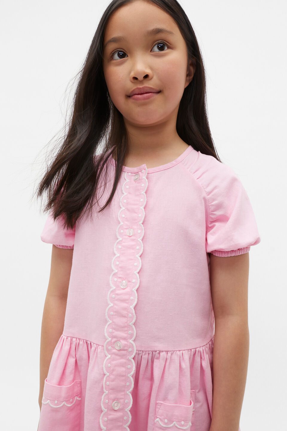 Scallop Trim Dress  Candy Pink
