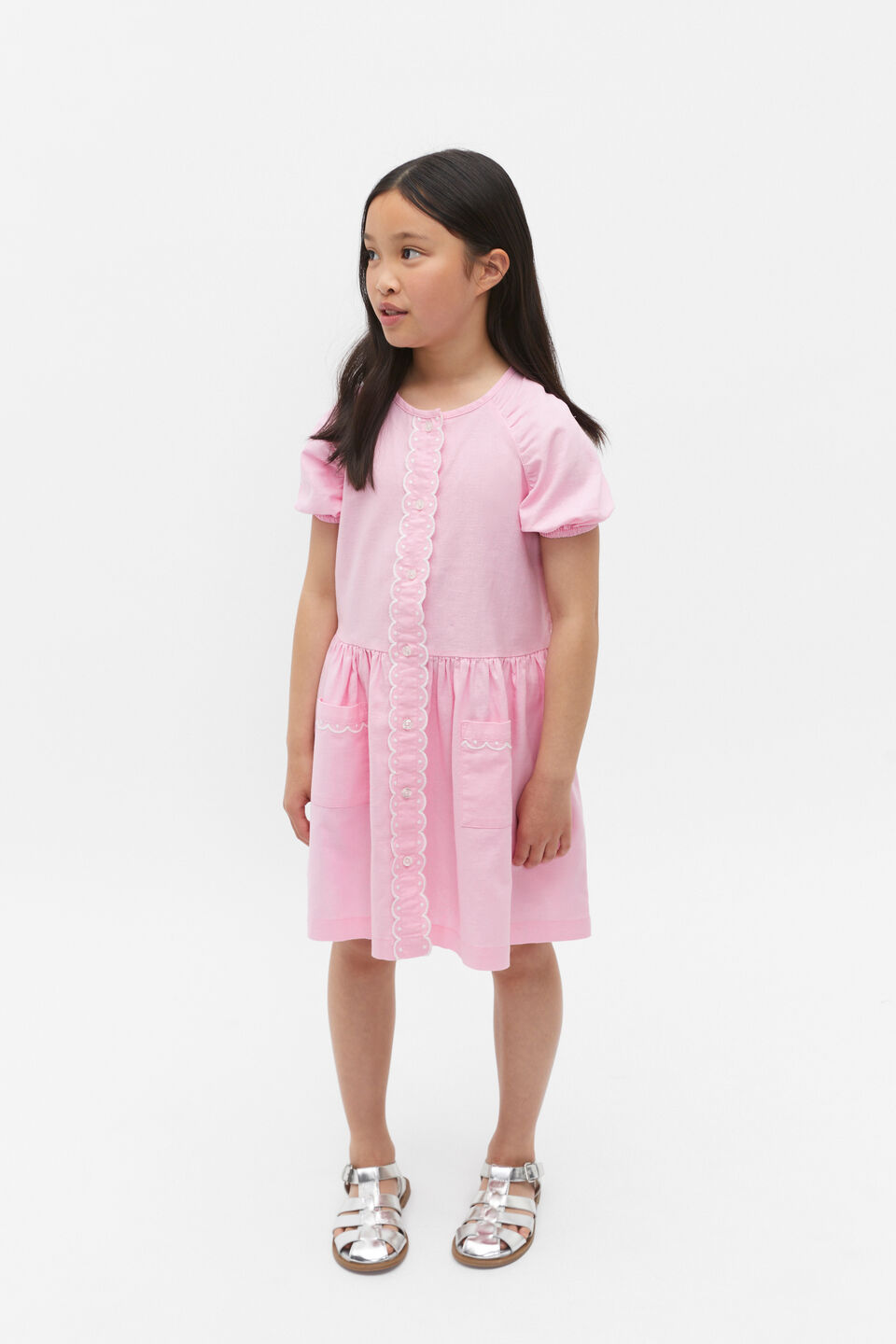 Scallop Trim Dress  Candy Pink