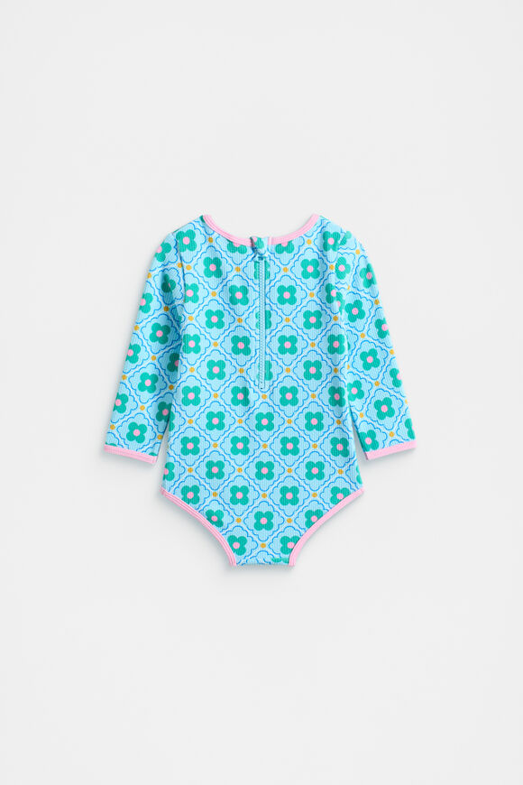Flower Tile Rashsuit  Ocean Blue  hi-res
