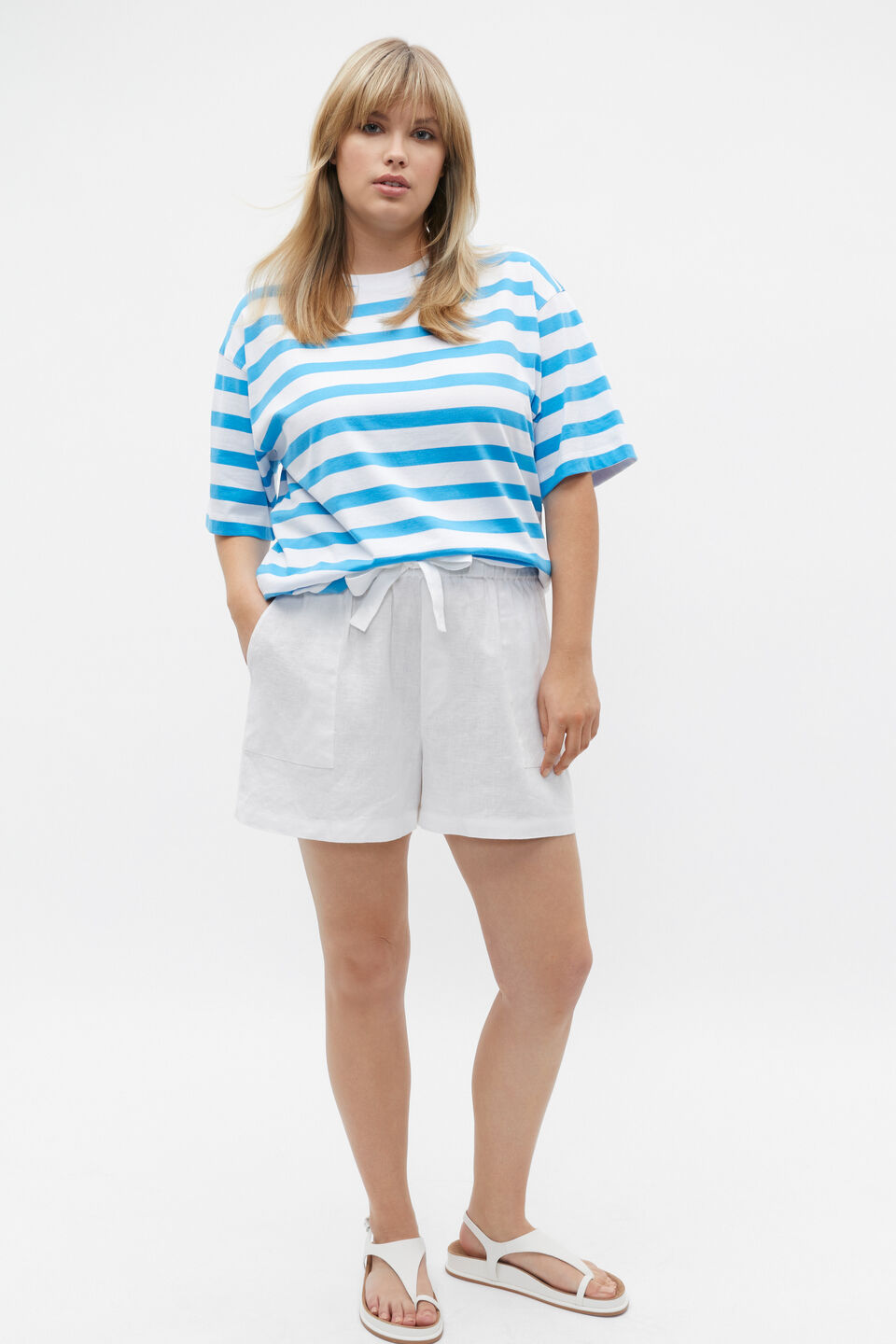 Core Linen Tie Waist Short  Whisper White