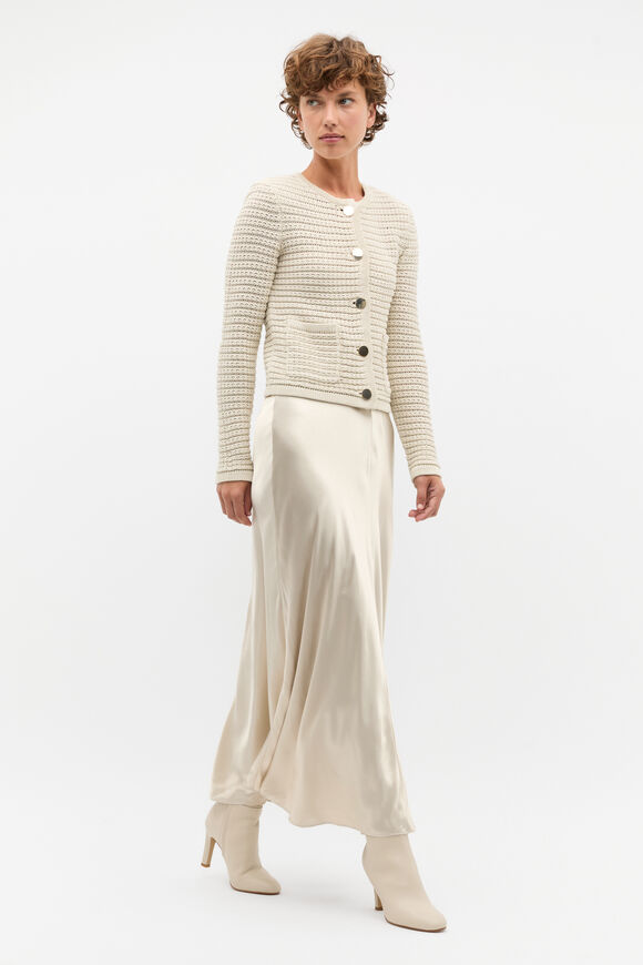 Satin Midi Swing Skirt  Oat  hi-res