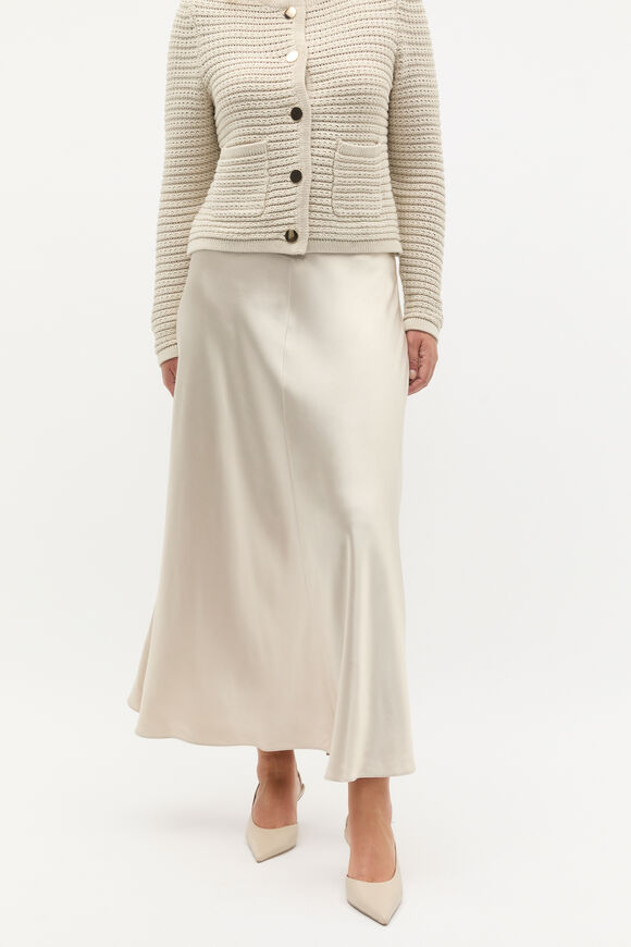 Satin Midi Swing Skirt  Oat  hi-res