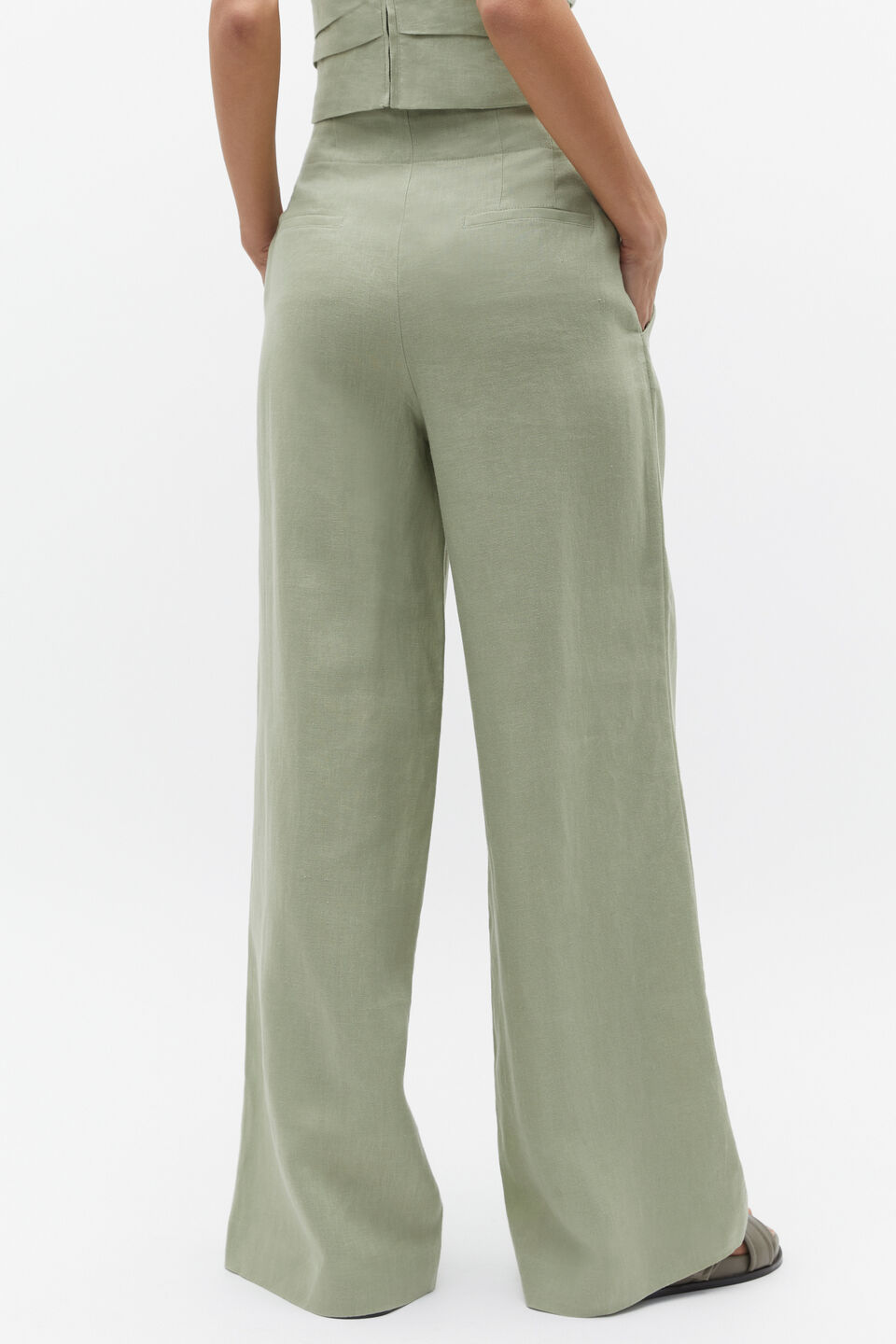Core Linen Waisted Pant  Pale Olive