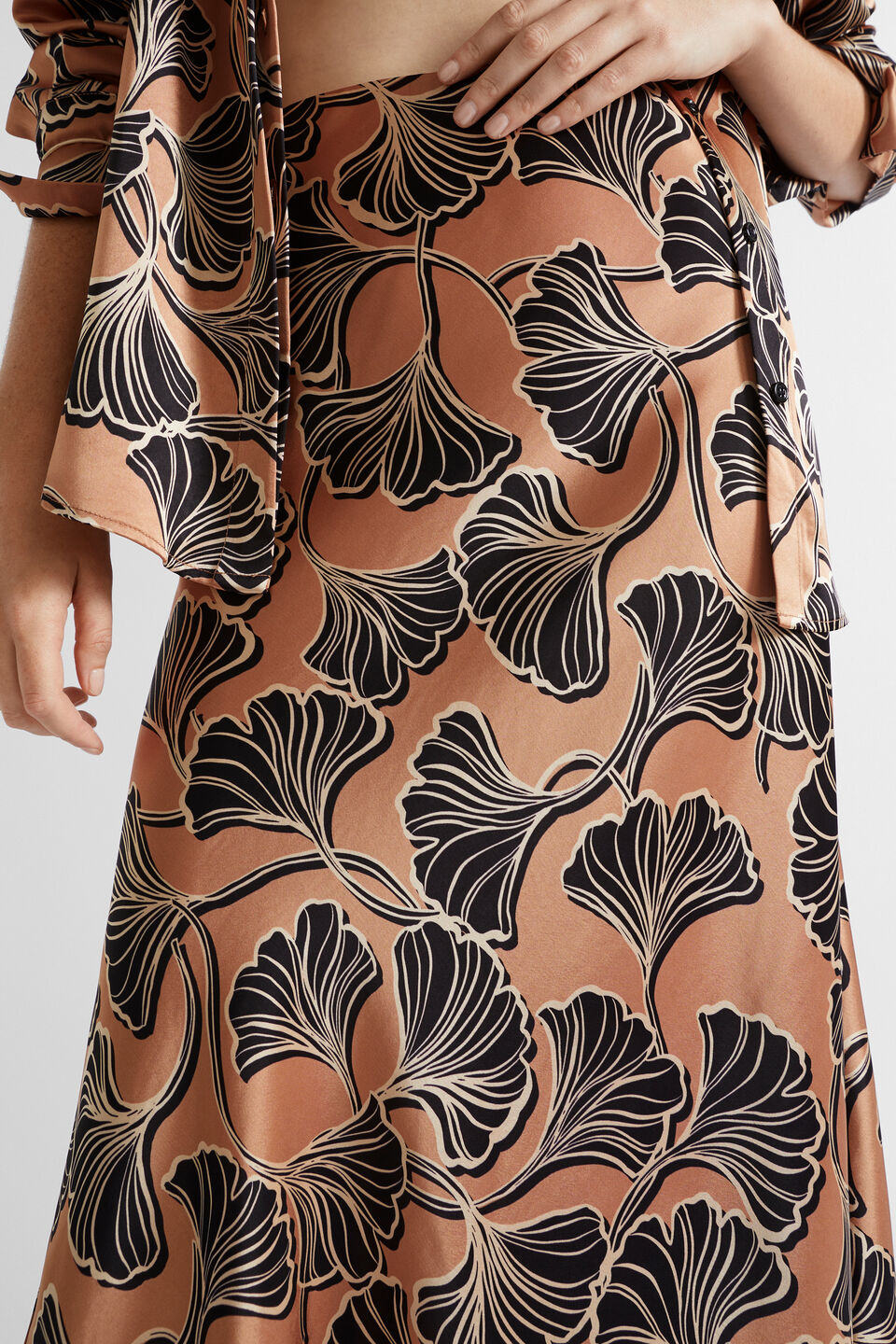 Satin Abstract Floral Skirt  Abstract Floral