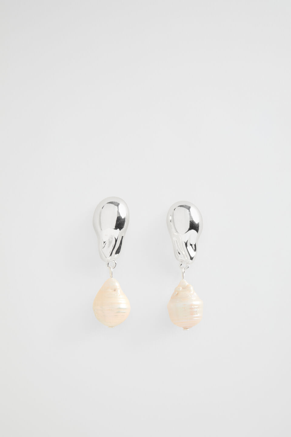 Molten Pearl Stud Earring  Silver