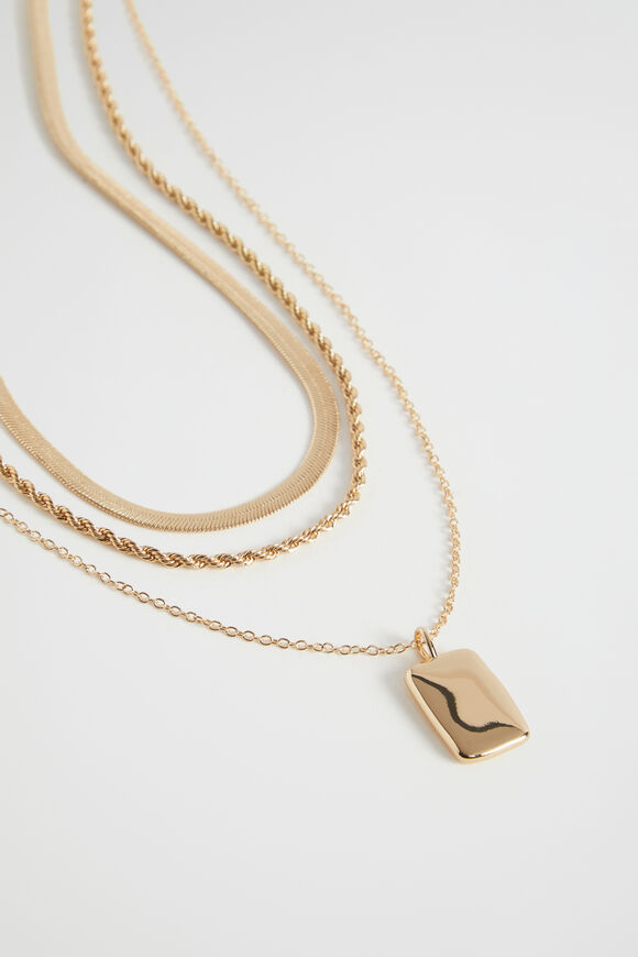 Rectangle Pendant Necklace  Gold  hi-res