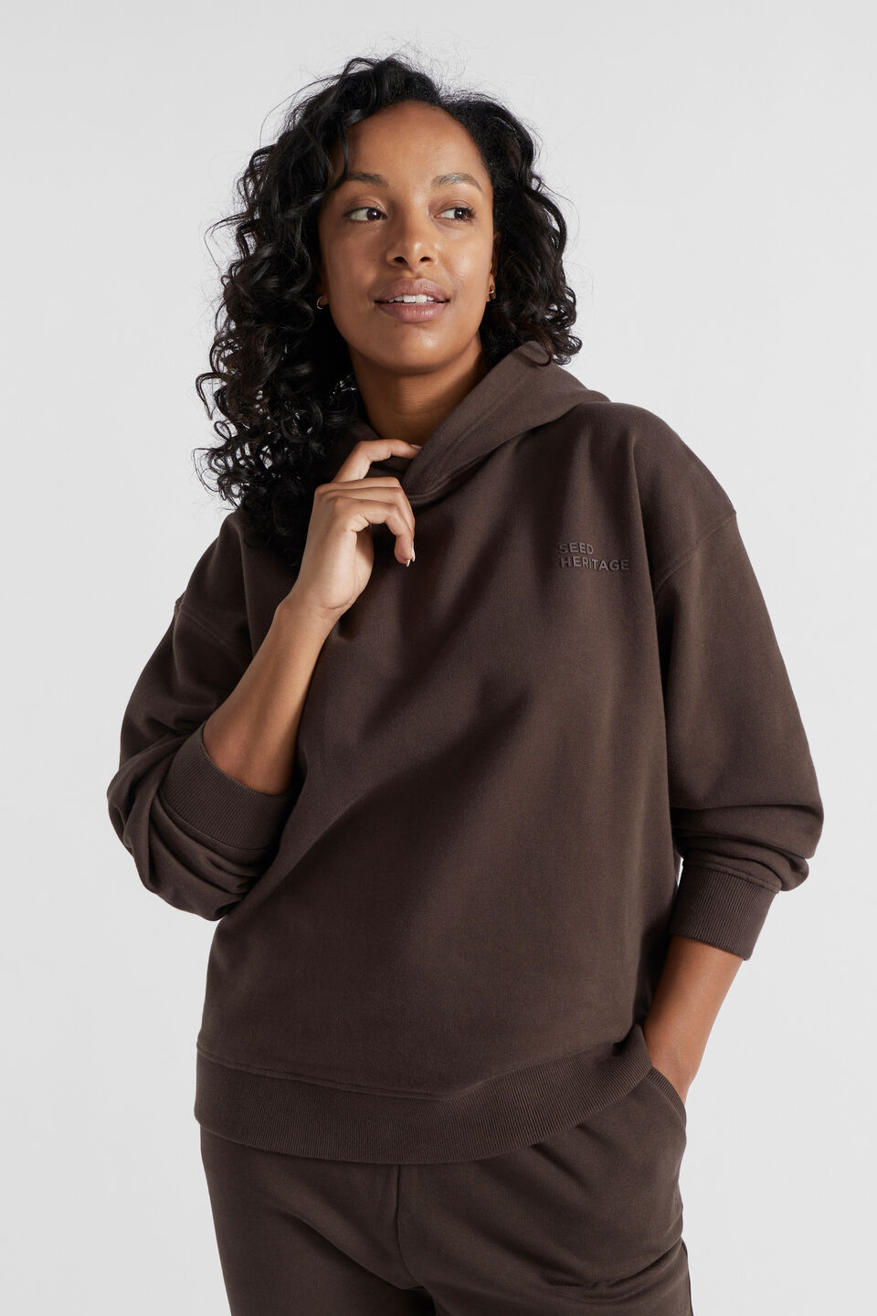 Fleece Boyfriend Hoodie  Dark Espresso
