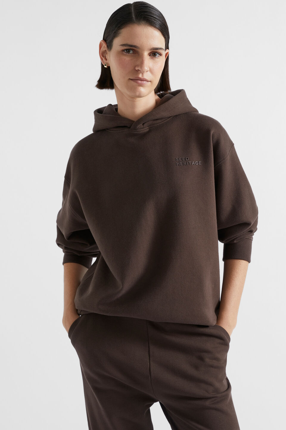 Fleece Boyfriend Hoodie  Dark Espresso