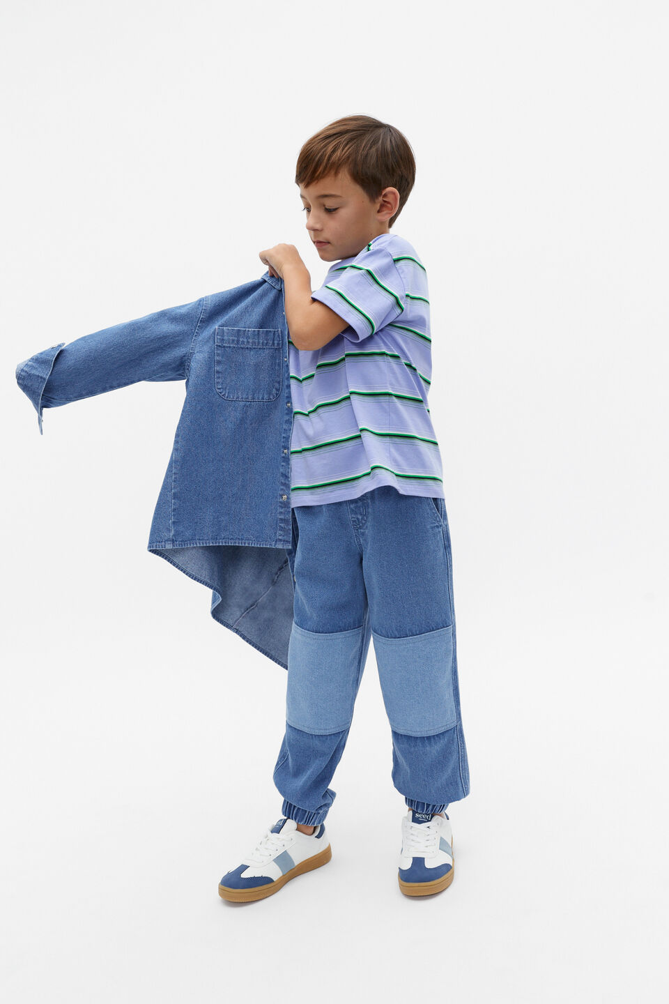 Knee Patch Jean  Bright Blue Wash