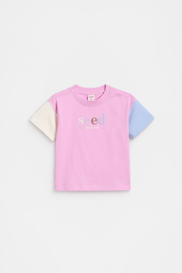 Colourblock Logo Tee  Fairy Floss  hi-res