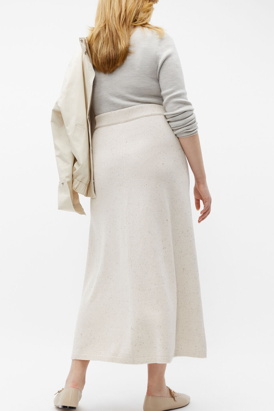 Speckle Knit Midi Skirt  Vanilla Cream Fleck