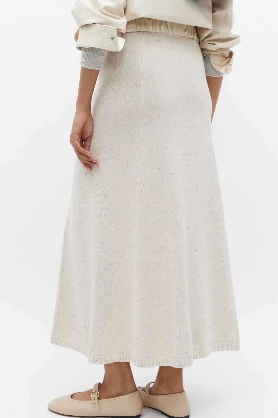 Speckle Knit Midi Skirt  Vanilla Cream Fleck