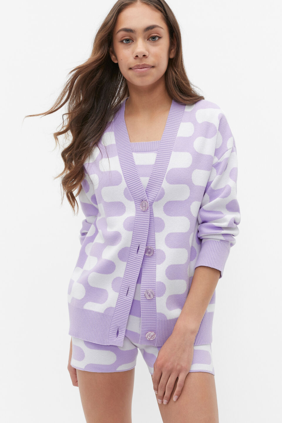 Wavy Knit Cardigan  Amethyst