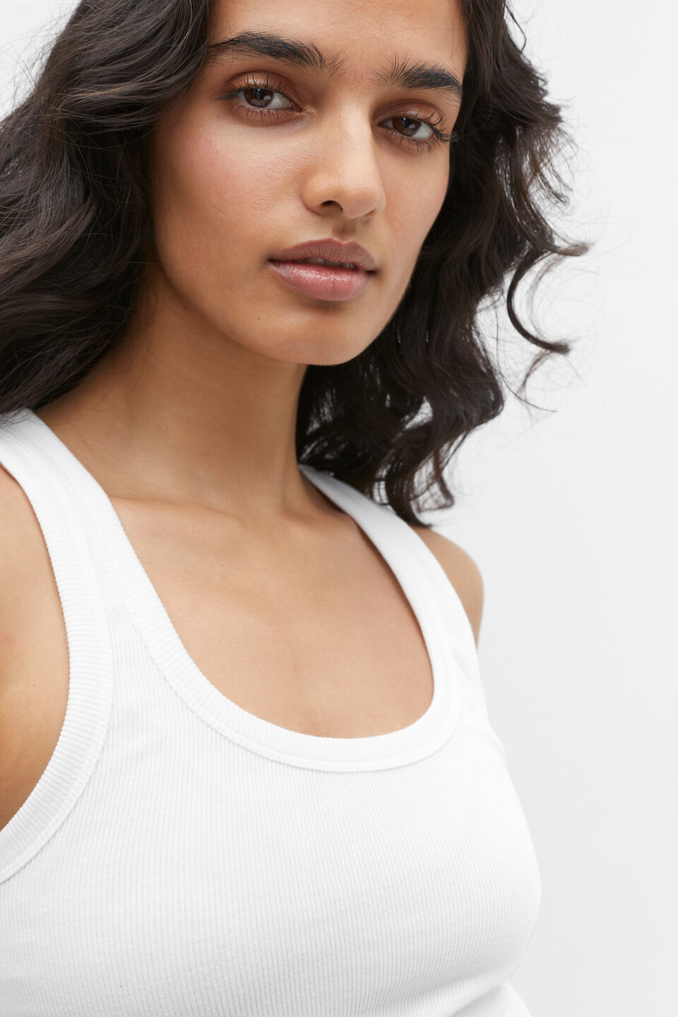 Australian Cotton Rib Tank  Whisper White
