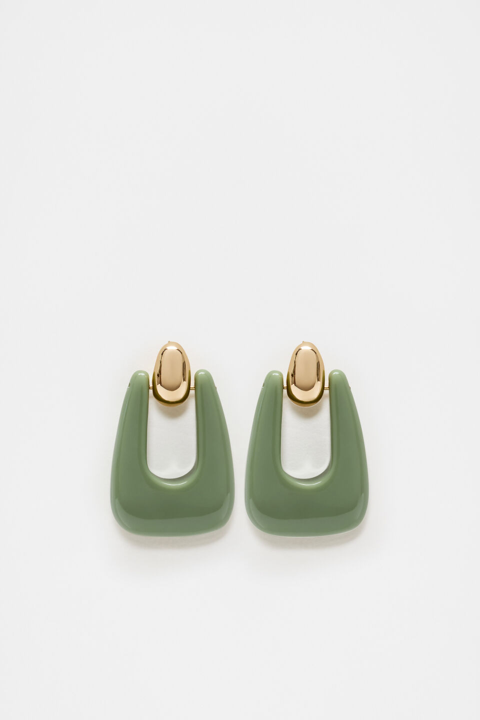Resin Statement Drop Ear  Pale Olive