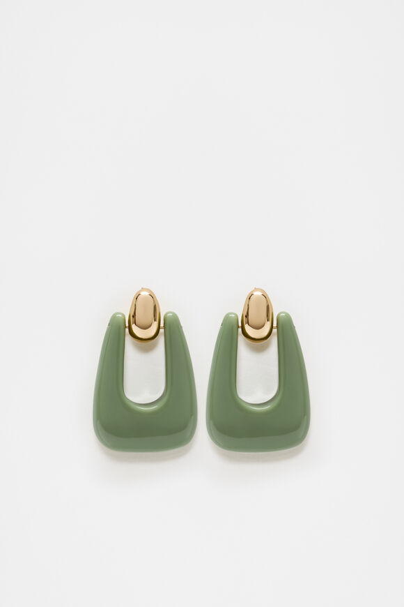 Resin Statement Drop Ear  Pale Olive  hi-res