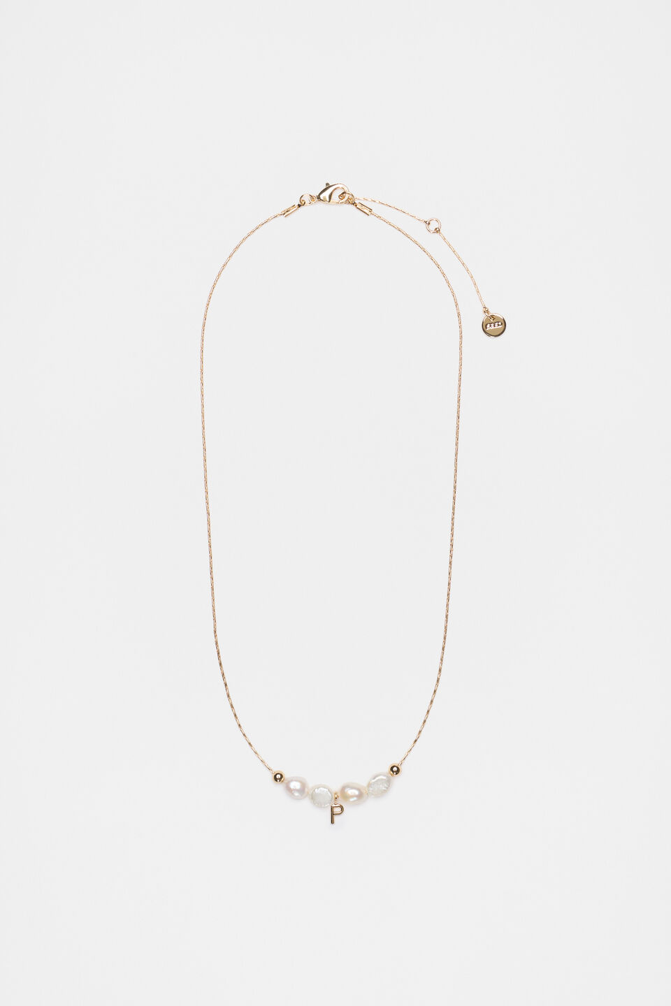 Fine Pearl Initial Necklace  P