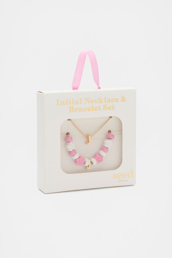 Initial Necklace & Bracelet Set  J  hi-res