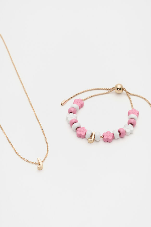 Initial Necklace & Bracelet Set  J  hi-res