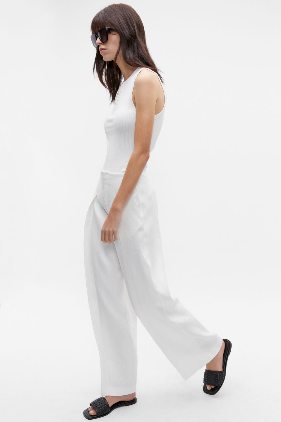 Henley Rib Tank  Cloud Cream