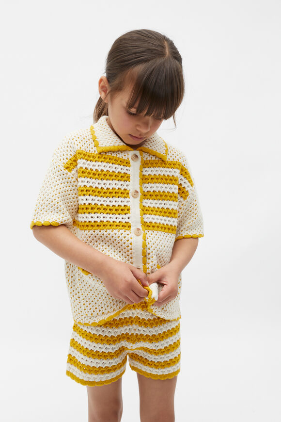 Stripe Crochet Polo  Sundaze  hi-res