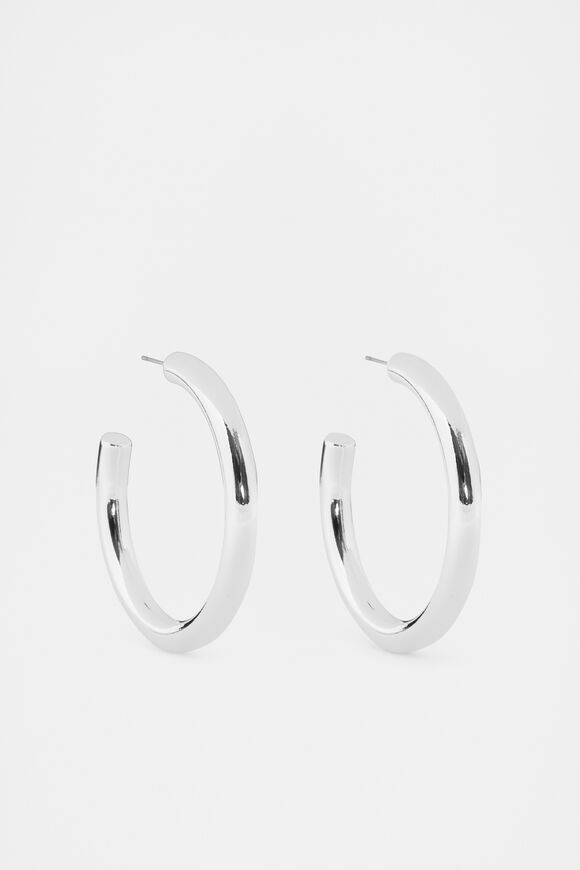 Large Solid Hoops  Silver  hi-res
