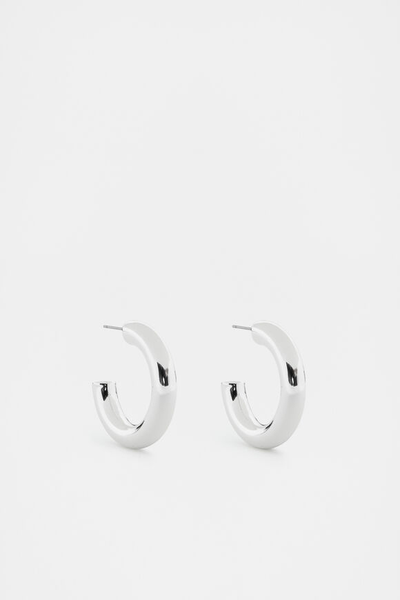 Mid Solid Hoops  Silver  hi-res