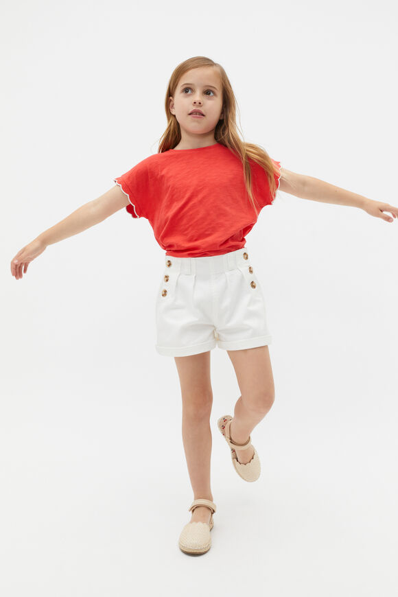 Scallop Detail Tee  Strawberry Red  hi-res