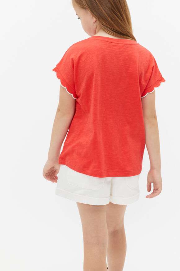 Scallop Detail Tee  Strawberry Red  hi-res
