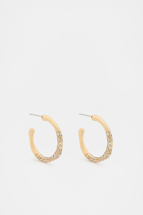 Pave Organic Hoops  Gold  hi-res