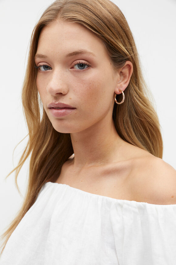 Pave Organic Hoops  Gold  hi-res